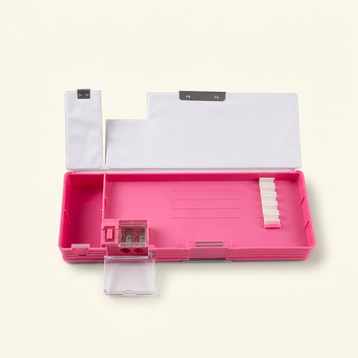 Licensed Barbie Double-Sided Pencil Box with Built-in Sharpener for Kids | School Stationery Organizer