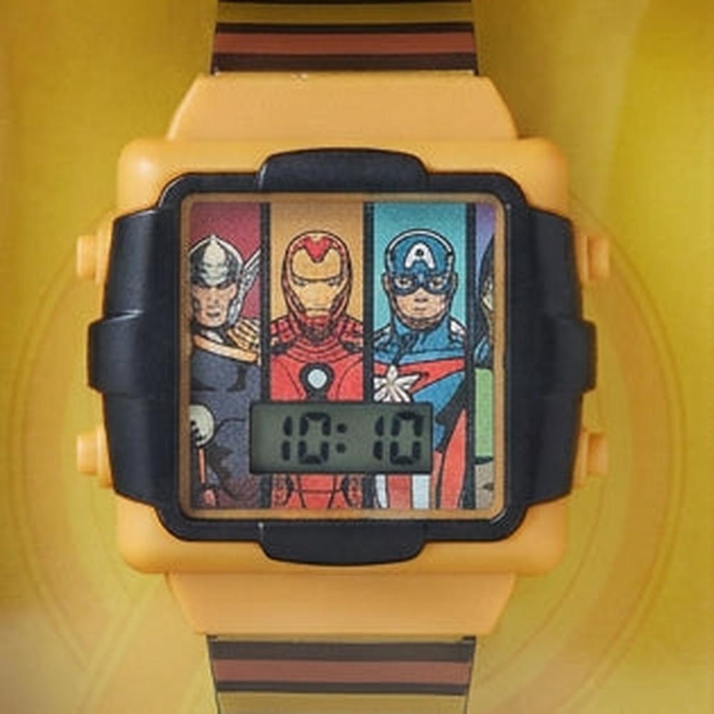 Original Marvel Avengers Digital Watch for Kids with Flashing Lights - Yellow & Black Dial