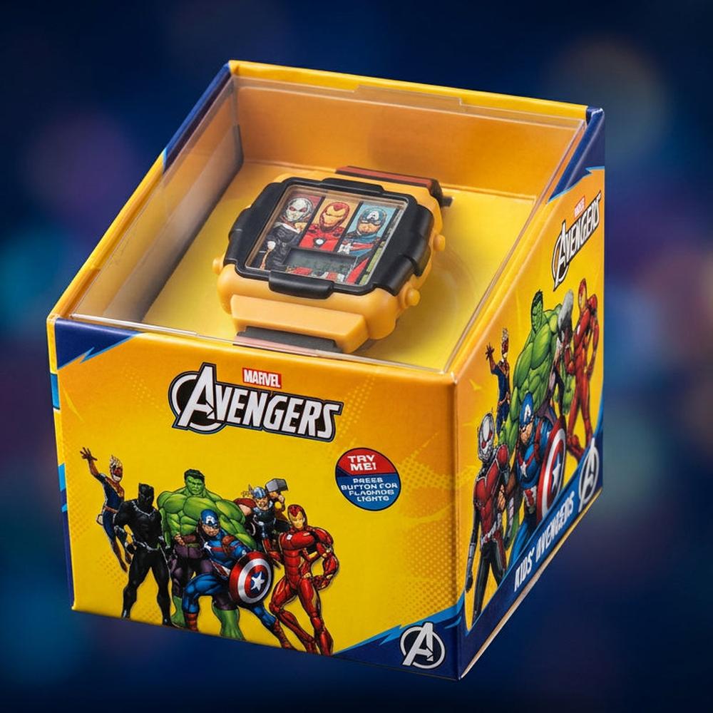 Original Marvel Avengers Digital Watch for Kids with Flashing Lights - Yellow & Black Dial