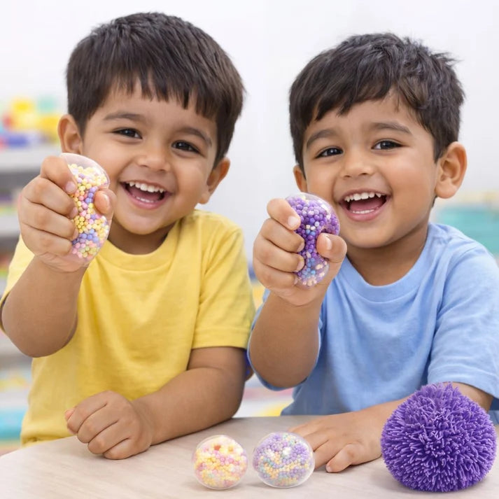 Scoobies Foamazing Balls – 3 Squishy + 1 Fuzzy Spiky Sensory Ball (Set of 4)
