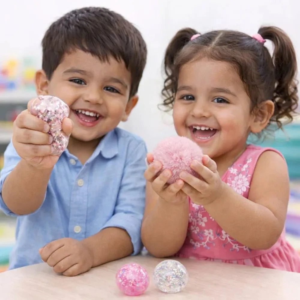 Scoobies Pop-a-fetti Balls – 3 Confetti Squishy + 1 Fuzzy Spiky Sensory Ball (Set of 4) | Stress Relief & Sensory Play