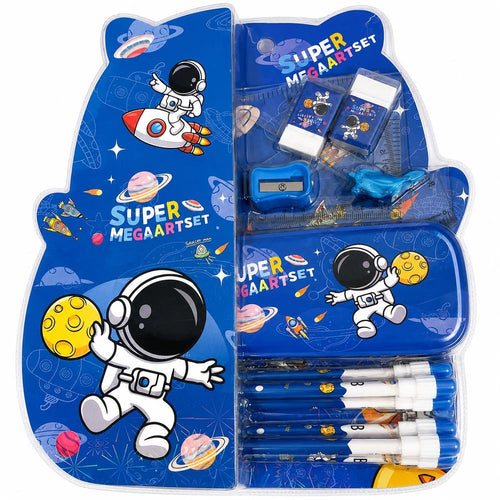 Space Theme Stationery Gift Set | Pencil Box Kit with Pencils, Eraser & Sharpener for Kids