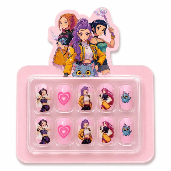 3D Cartoon Press-On Nails for Kids & Girls | Kawaii Stick-On Fake Nails | Cute Reusable Nail Art Set