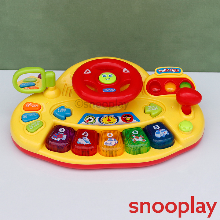 Car Wheel Steering Toy - Learning with Lights, Sounds, Music & Functions (3-8 Years)
