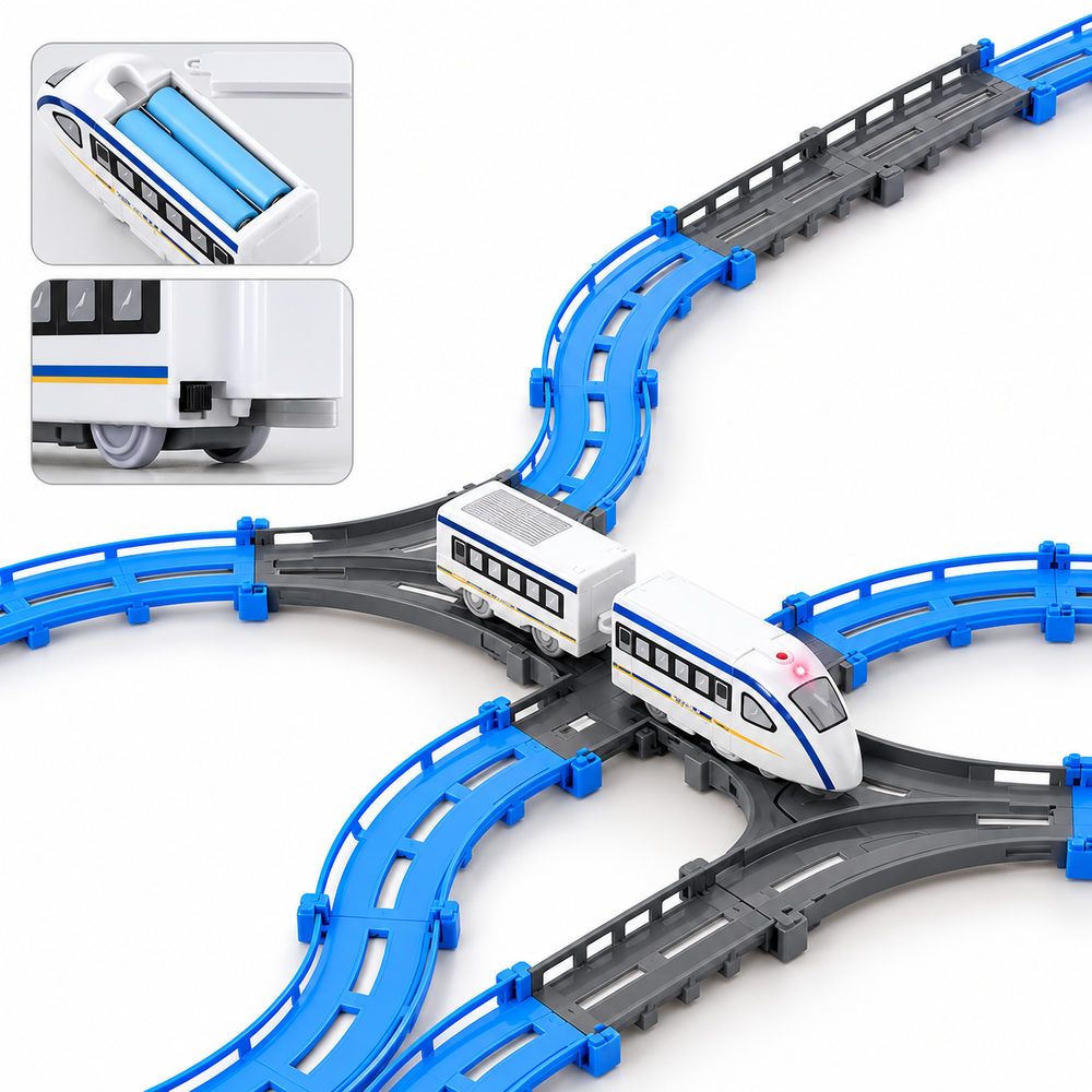 Mirana Vande Bharat Bullet Train Track Set - 43 Pieces | Battery-Operated Electric Train Toy with 10+ Track Layouts
