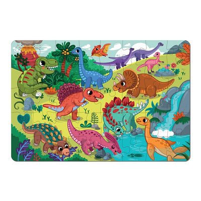 Dinosaurs 35 Piece Wooden Jigsaw Floor Puzzle with Knowledge Cards