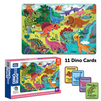 Dinosaurs 35 Piece Wooden Jigsaw Floor Puzzle with Knowledge Cards