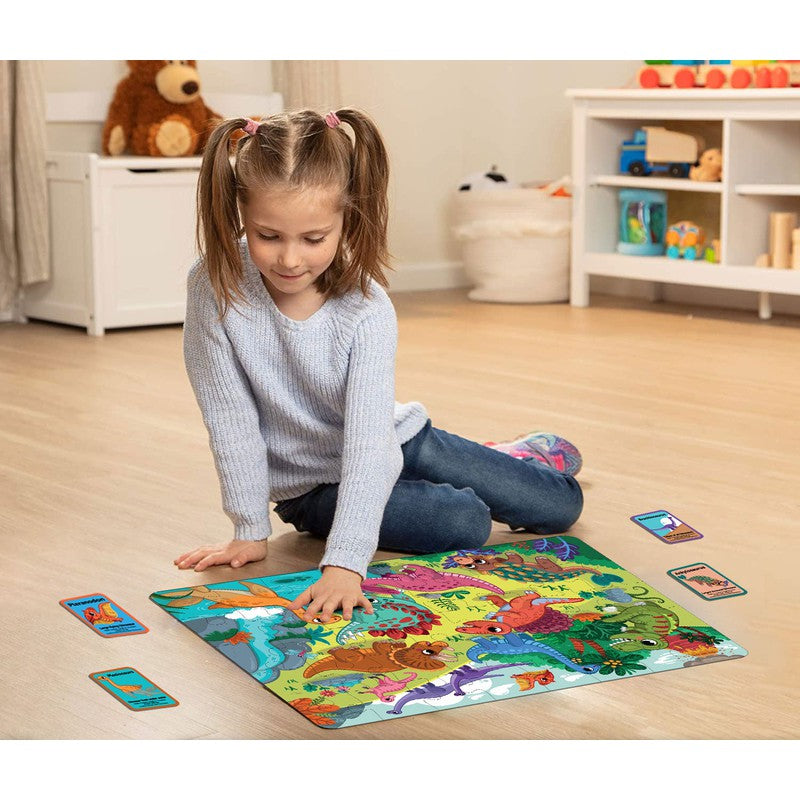 Dinosaurs 35 Piece Wooden Jigsaw Floor Puzzle with Knowledge Cards