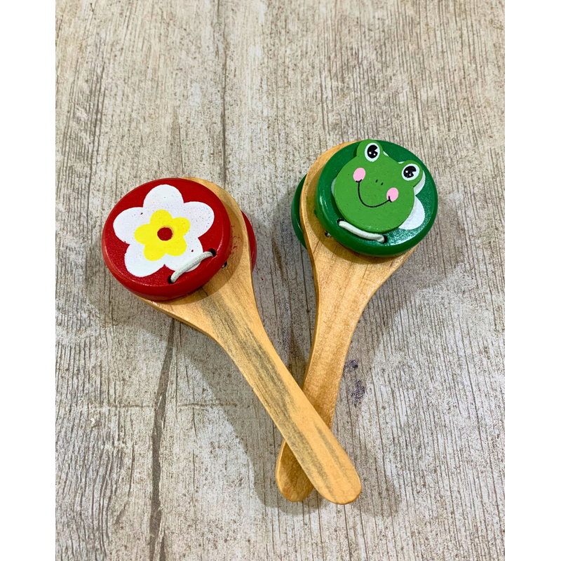 Set Of 2 Wooden Baby Clapper Rattles (0-12 Months)