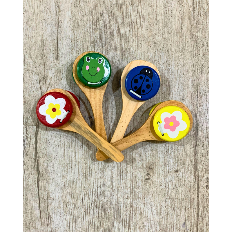 Set Of 2 Wooden Baby Clapper Rattles (0-12 Months)