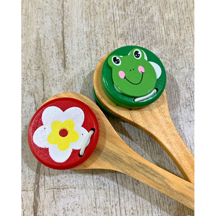 Set Of 2 Wooden Baby Clapper Rattles (0-12 Months)