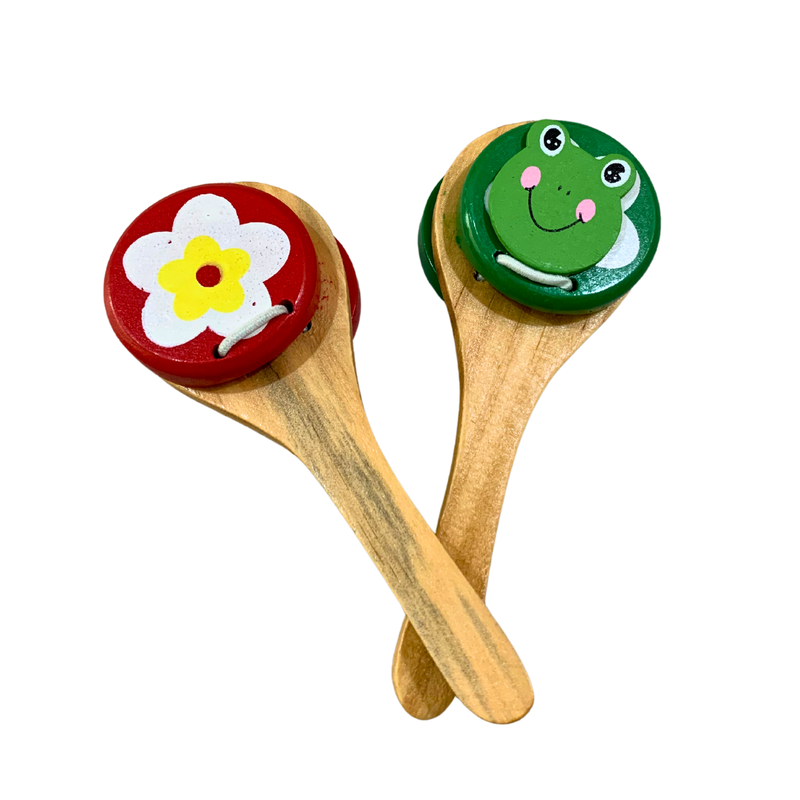 Set Of 2 Wooden Baby Clapper Rattles (0-12 Months)