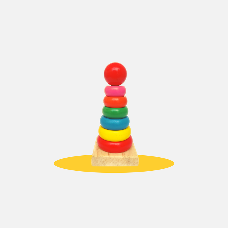 Wooden Ring Stacker (6 Colorful Rings)