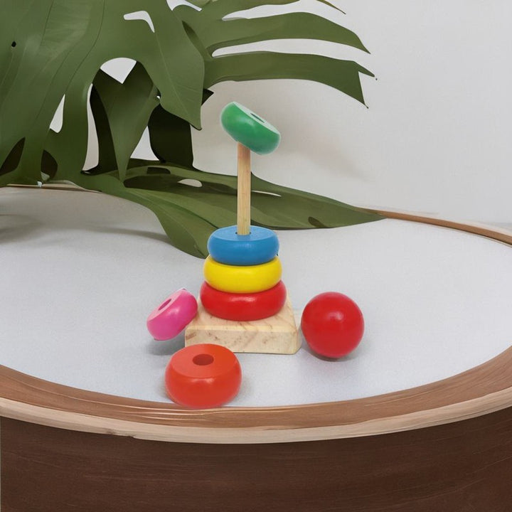 Wooden Ring Stacker (6 Colorful Rings)