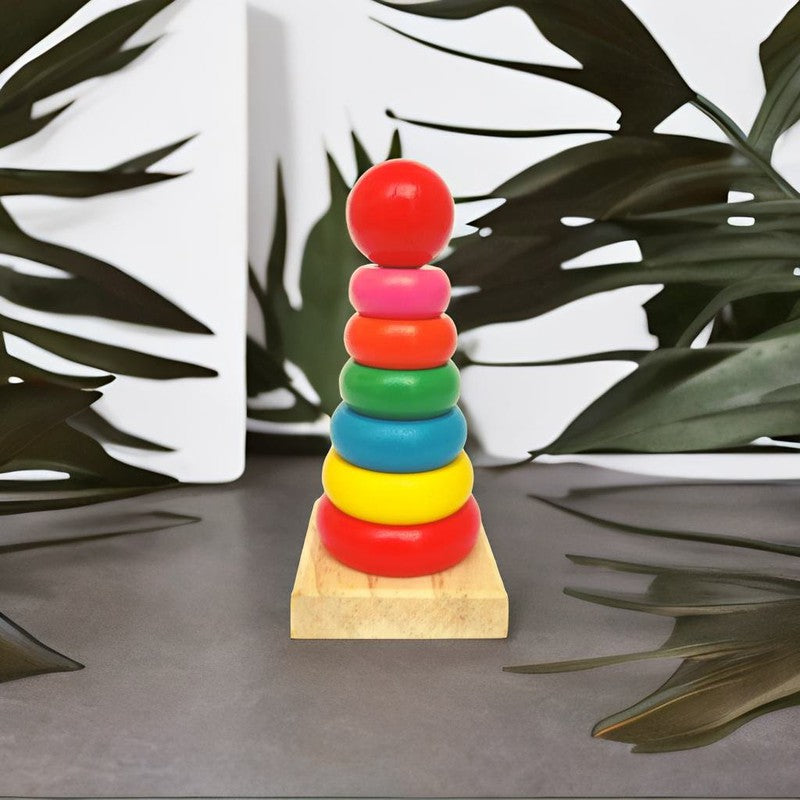 Wooden Ring Stacker (6 Colorful Rings)