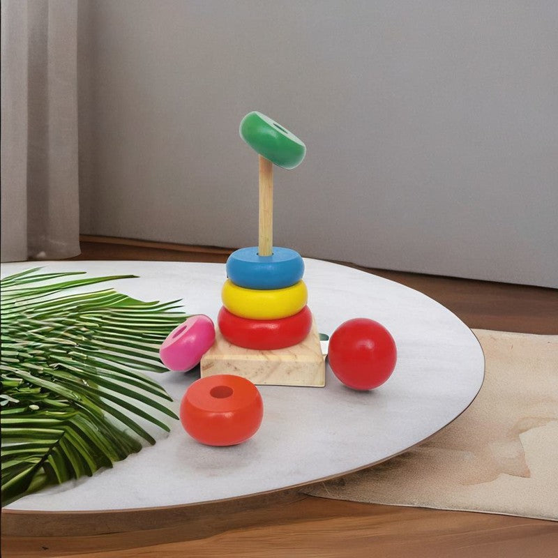 Wooden Ring Stacker (6 Colorful Rings)