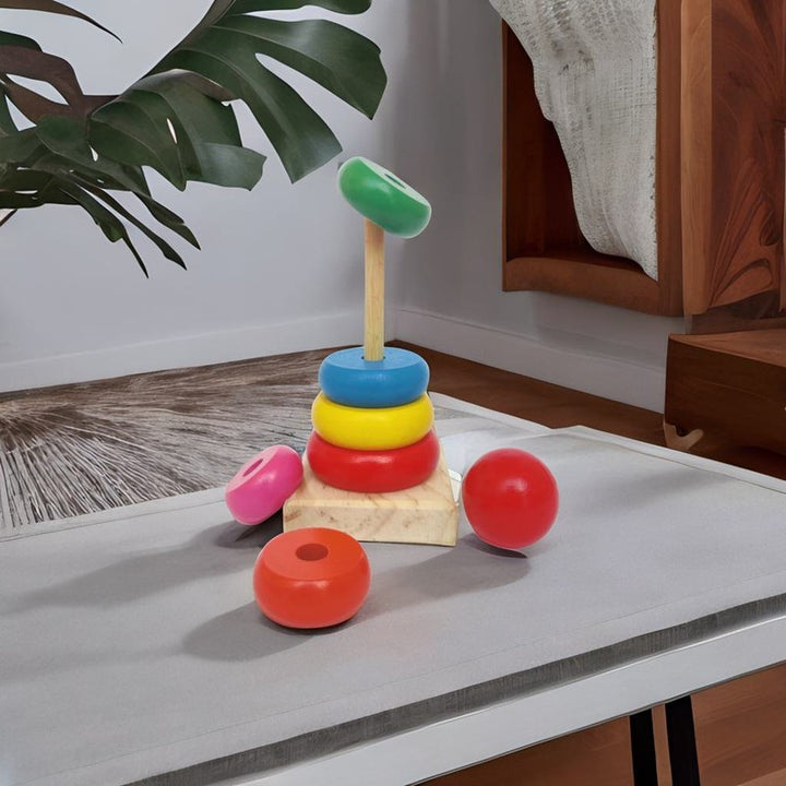 Wooden Ring Stacker (6 Colorful Rings)