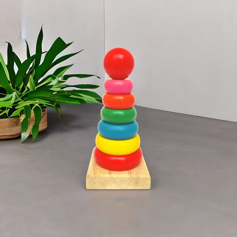 Wooden Ring Stacker (6 Colorful Rings)