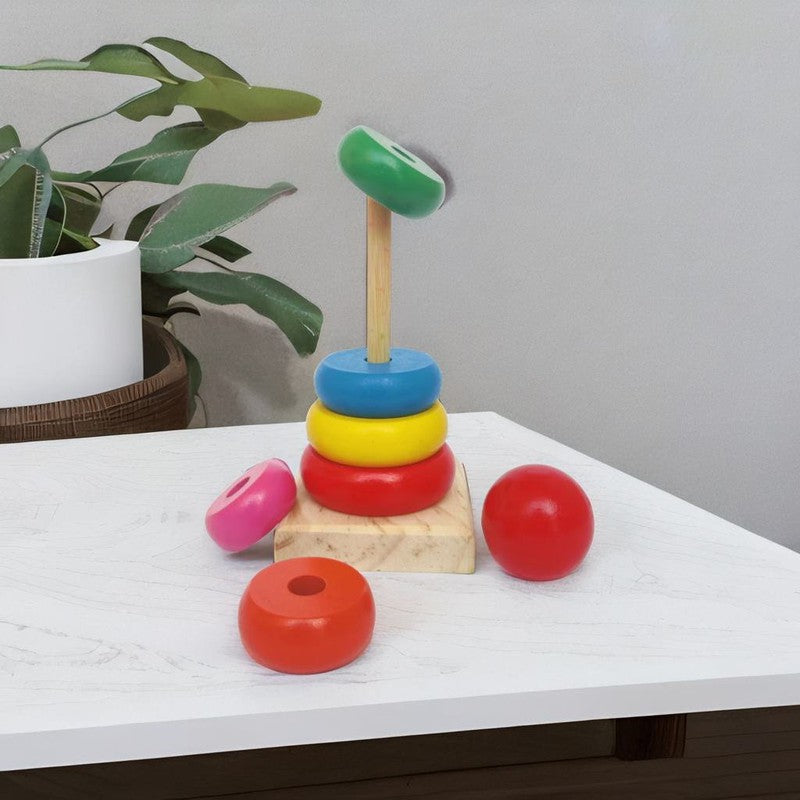 Wooden Ring Stacker (6 Colorful Rings)