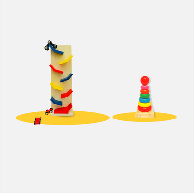 Wooden Combo Fun Rollin Slippery Track Car with Colored Stacking Rings