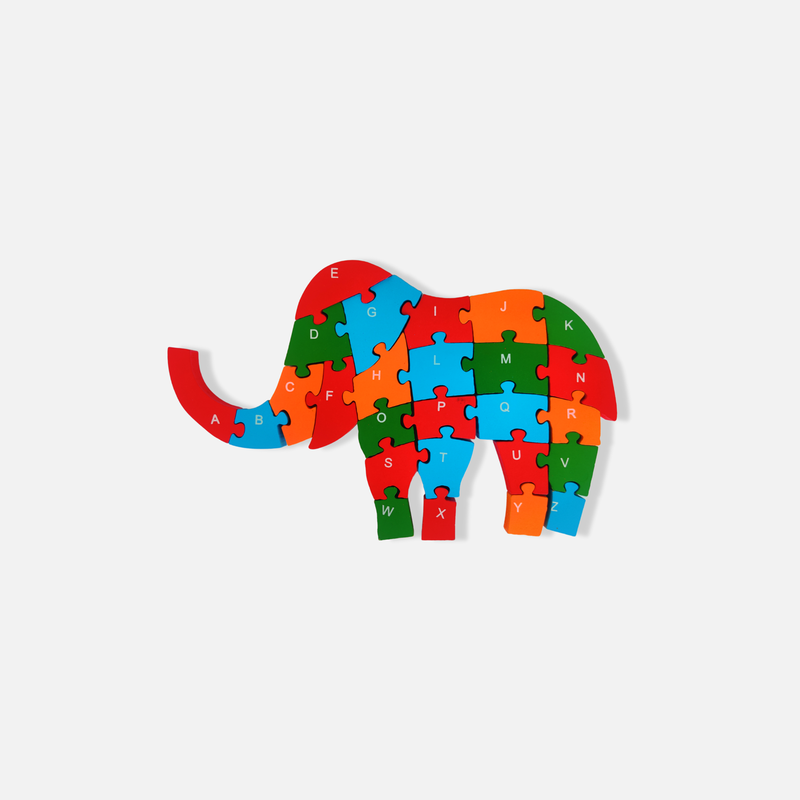 Wooden Elephant Puzzle Learning Blocks (26 Pcs)