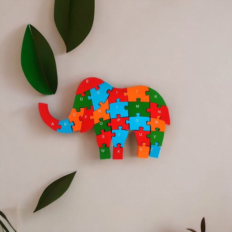 Wooden Elephant Puzzle Learning Blocks (26 Pcs)