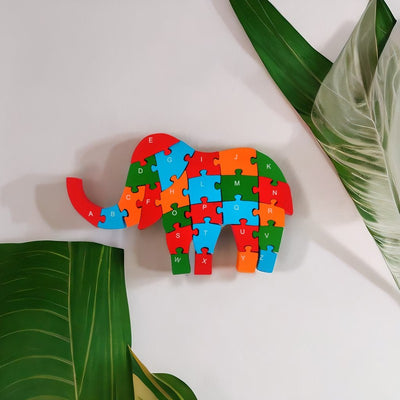 Wooden Elephant Puzzle Learning Blocks (26 Pcs)