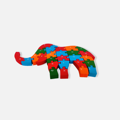 Wooden Elephant Puzzle Learning Blocks (26 Pcs)