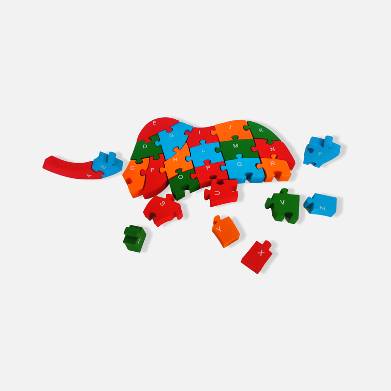 Wooden Elephant Puzzle Learning Blocks (26 Pcs)