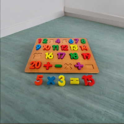 Wooden Montessori Number Board 1-20 Counting Blocks with Arithmetic Operations