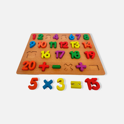 Wooden Montessori Number Board 1-20 Counting Blocks with Arithmetic Operations