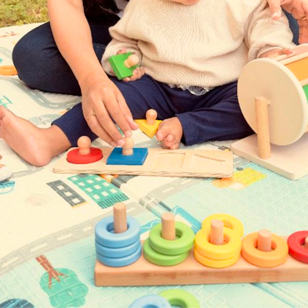 Wooden Multi Shapes Tray Toy - 4 Shapes