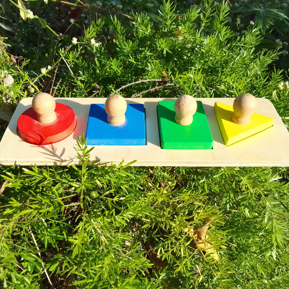 Wooden Multi Shapes Tray Toy - 4 Shapes