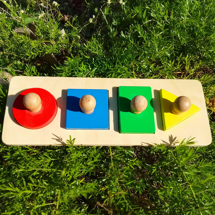 Wooden Multi Shapes Tray Toy - 4 Shapes