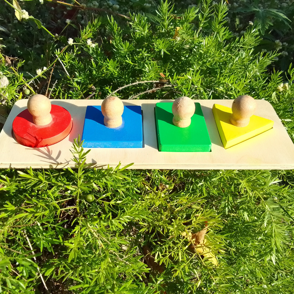 Wooden Multi Shapes Tray Toy - 4 Shapes