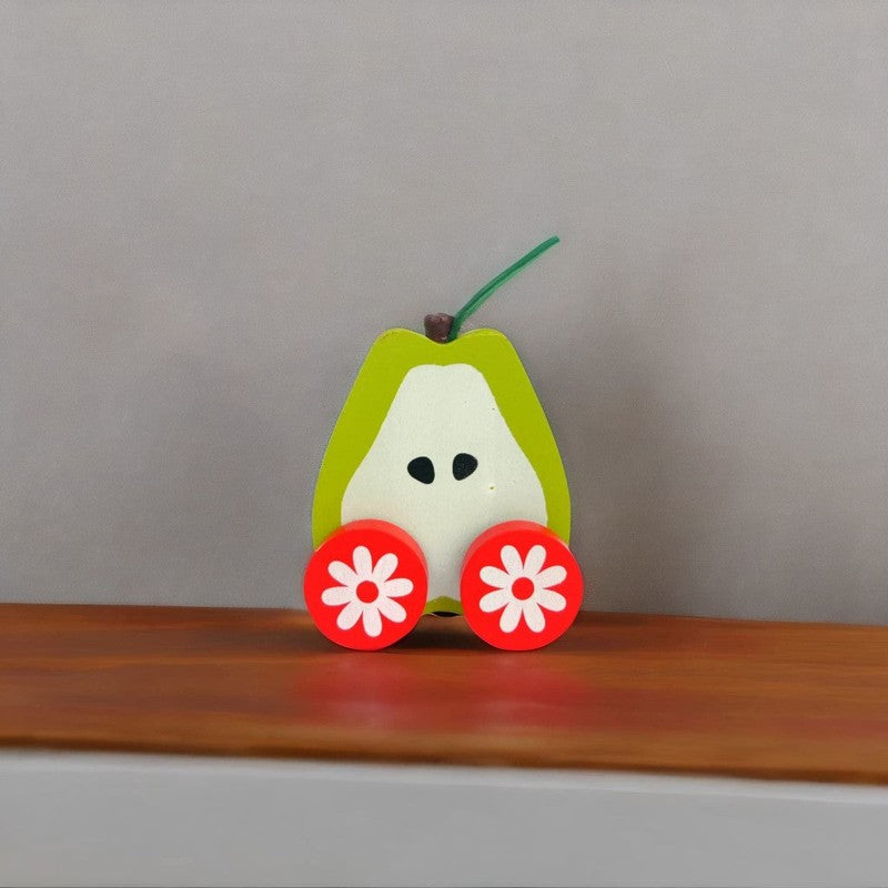 Wooden Pear Car Montessori Fruit Vehicle Toy