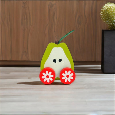 Wooden Pear Car Montessori Fruit Vehicle Toy