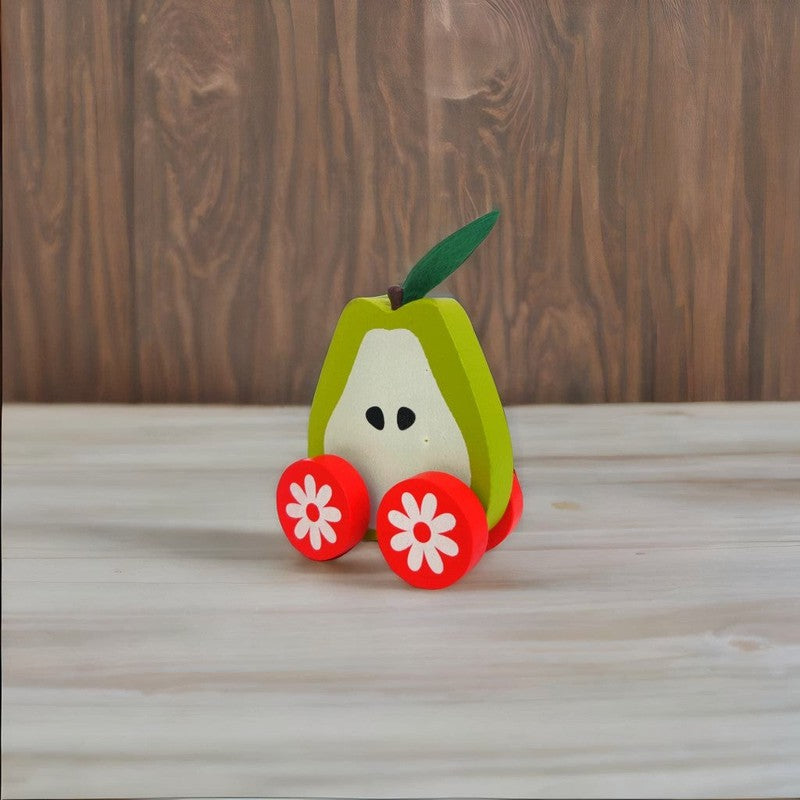 Wooden Pear Car Montessori Fruit Vehicle Toy