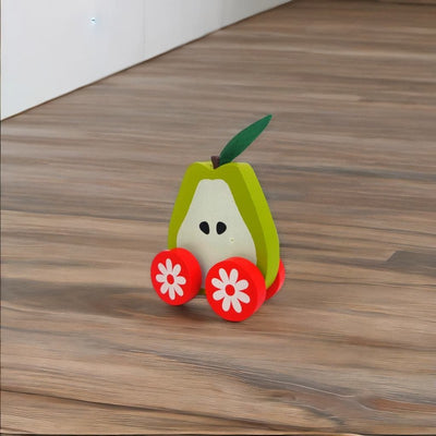 Wooden Pear Car Montessori Fruit Vehicle Toy