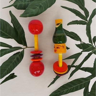 Wooden Ring and Dumbbell Rattle Set