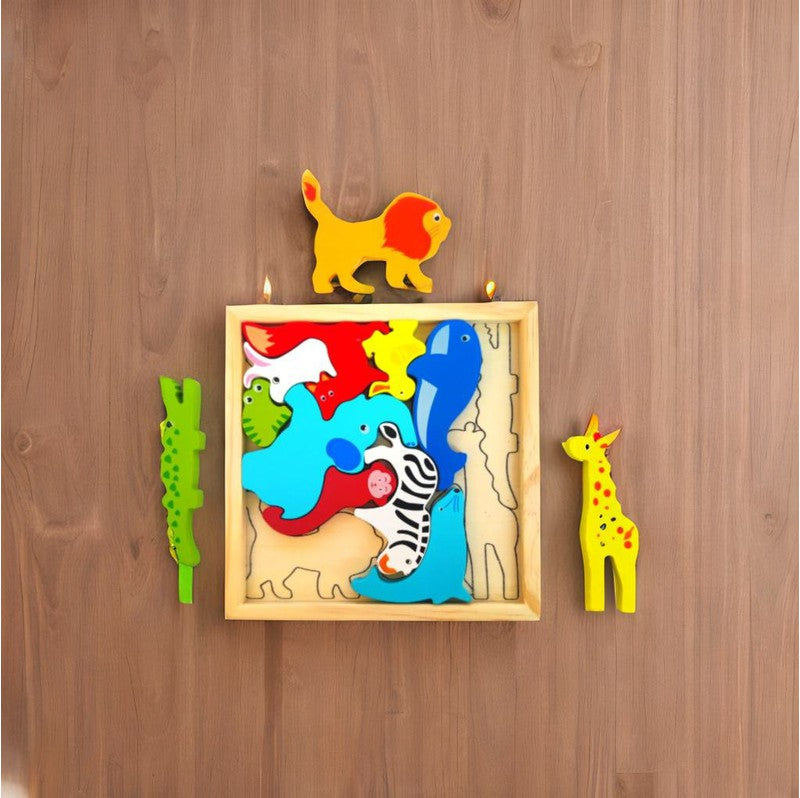 Wooden Wild Animal Puzzle Tray