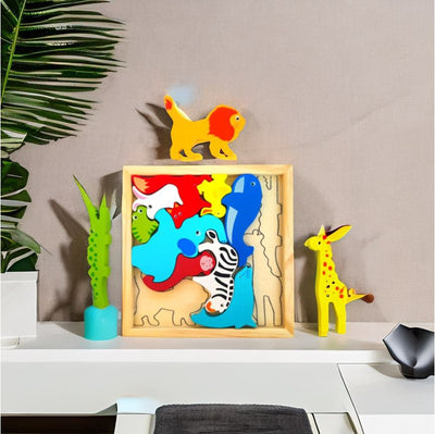 Wooden Wild Animal Puzzle Tray