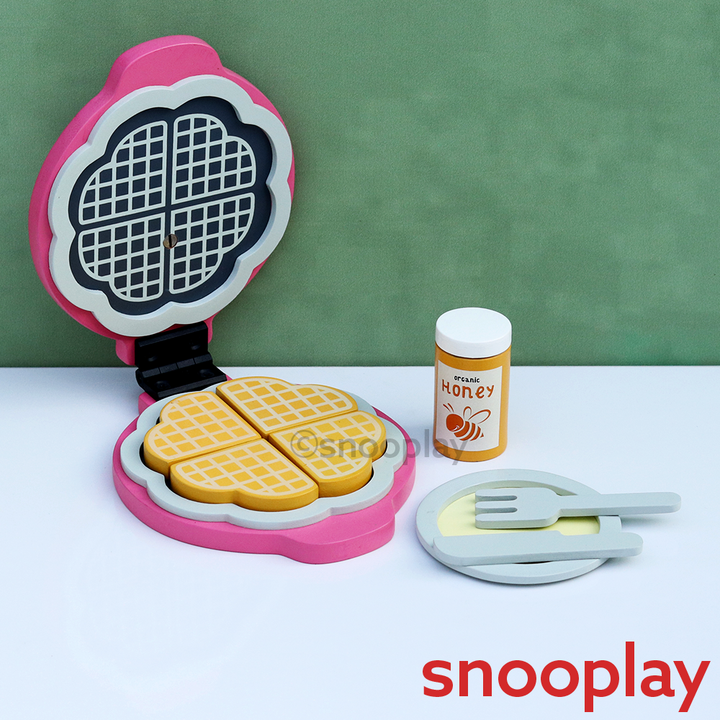 PlayBox Wooden Waffle Maker Set – Pretend Play Cooking Set (3-7 Years)