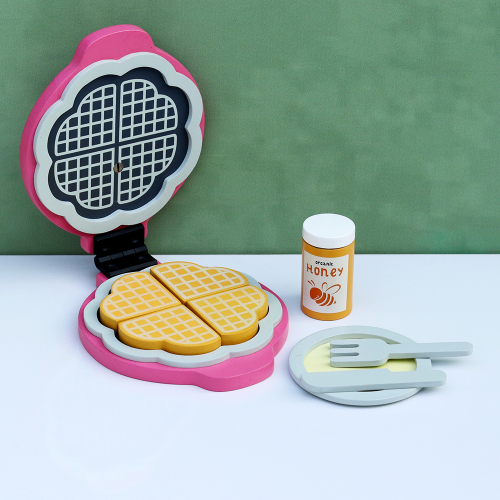 PlayBox Wooden Waffle Maker Set – Pretend Play Cooking Set (3-7 Years)