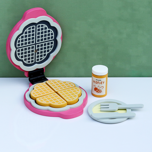 PlayBox Wooden Waffle Maker Set - Pretend Play Cooking Set (3-7 Years)
