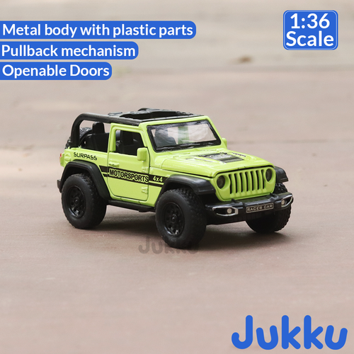 Jukku Resembling Wrangler Convertible Diecast Car - Pullback, Openable Doors & Bonnet | 1:36 Scale (3 Years till Grown Ups)