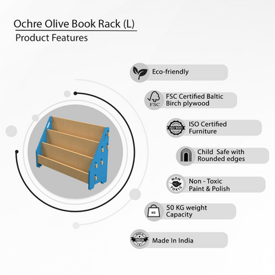 Ochre Olive Book Rack (L) Blue COD not available