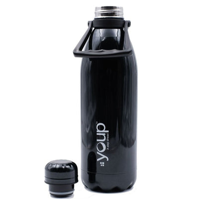 Youp Thermosteel Insulated Black Color Bottle with Top Handle OXFORD - 1500 ml