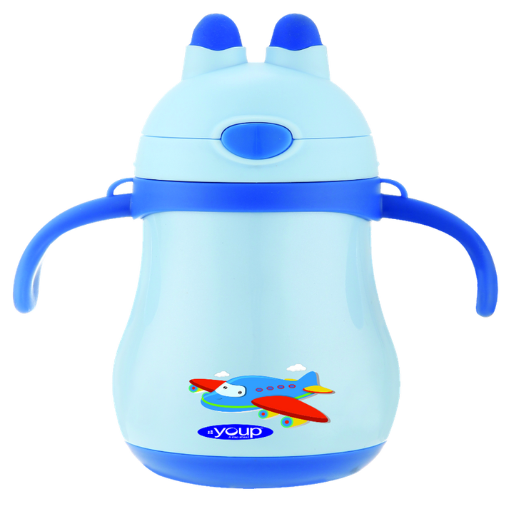 Youp Stainless steel insulated blue color kids sipper bottle with handle WIGGLY - 350 ml