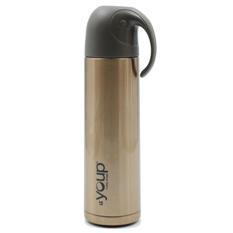 Youp Thermosteel Insulated Gold Color Water Bottle with handle containing cup cap - 500 ml